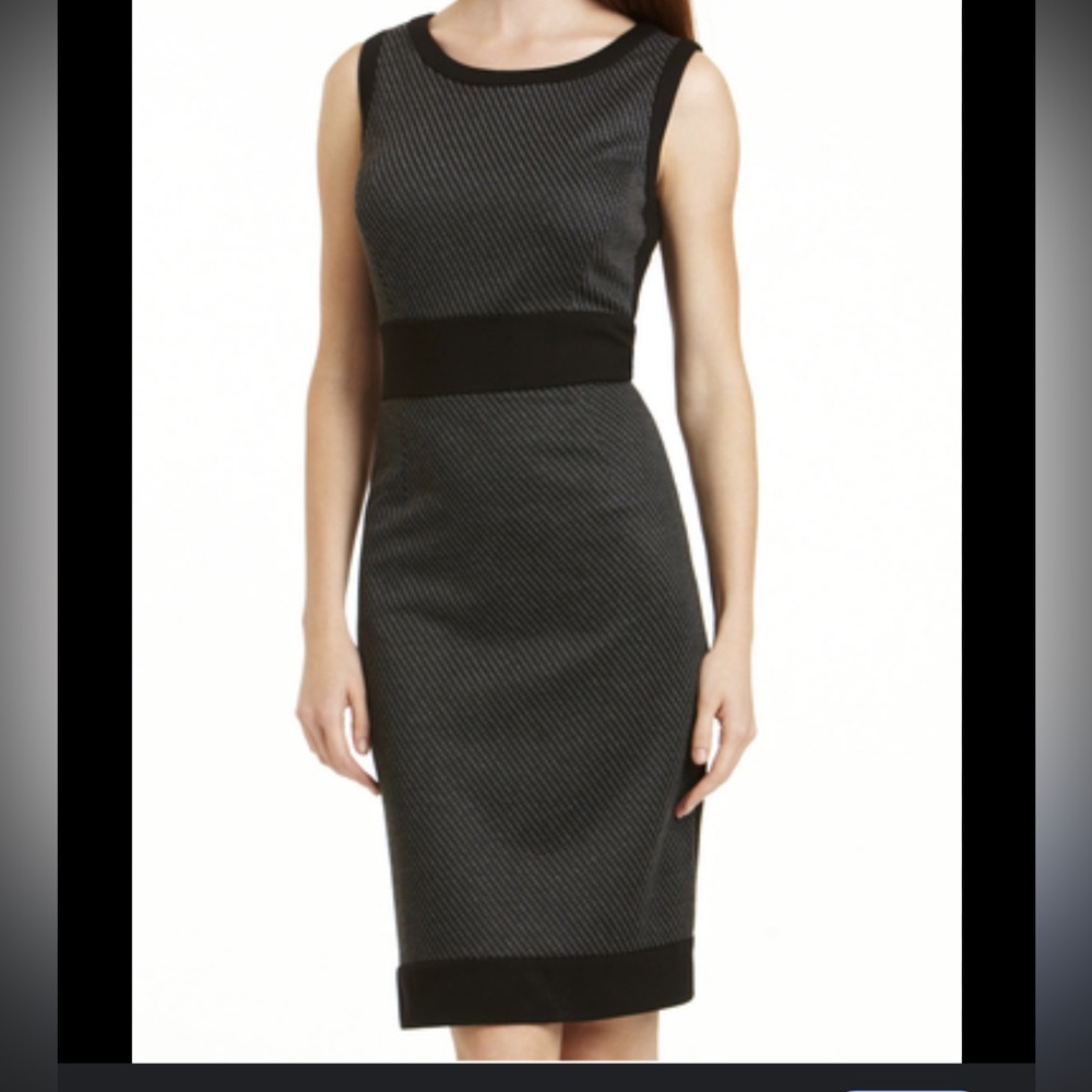 Tahari Arthur S. Levine Womens Sz 2 Sleeveless Black‎ grey Sheath Dress